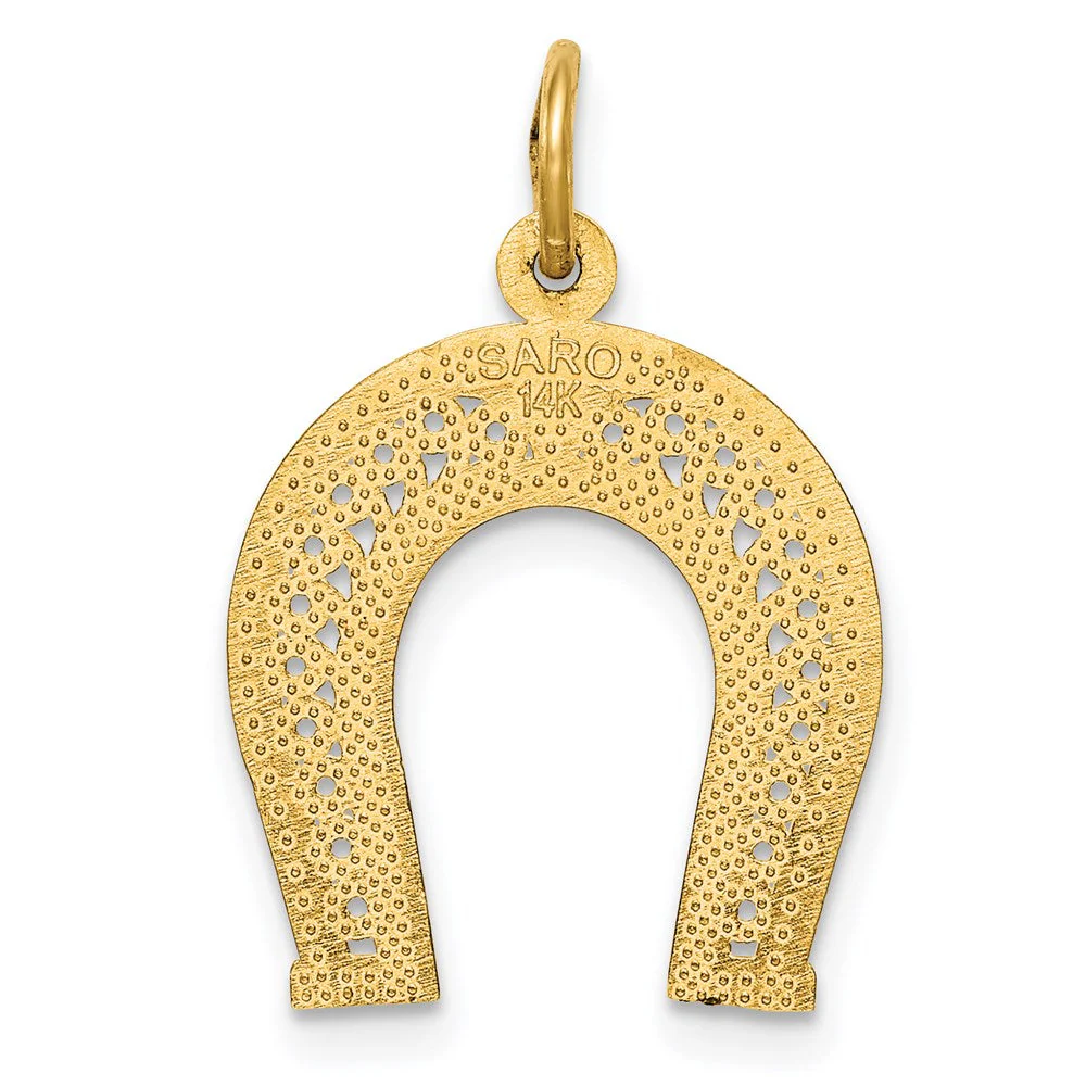 14k Yellow Gold Horseshoe Charm or Pendant - Image 3