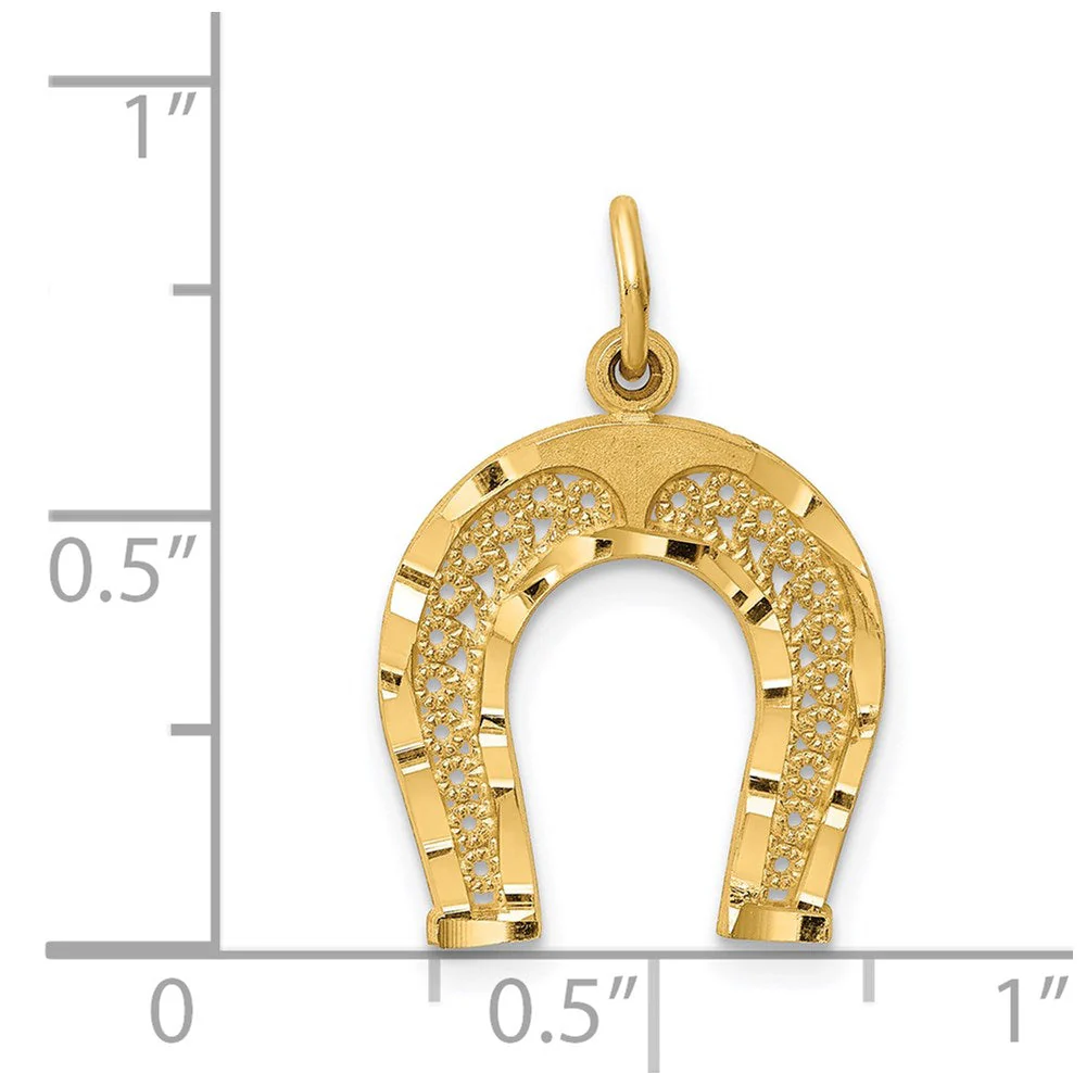 14k Yellow Gold Horseshoe Charm or Pendant - Image 4