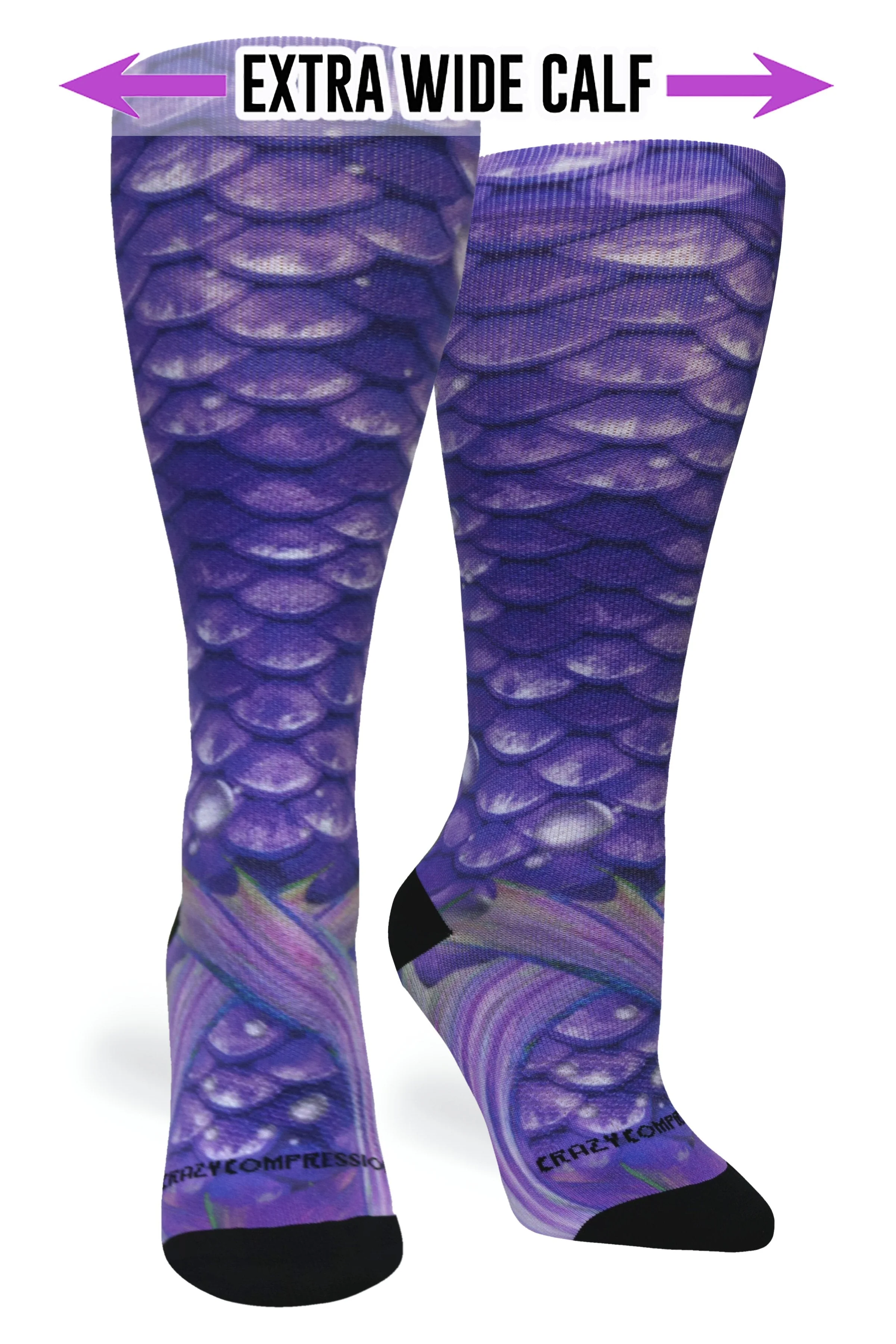 Active Mermaid Purple Compression Socks - Image 2