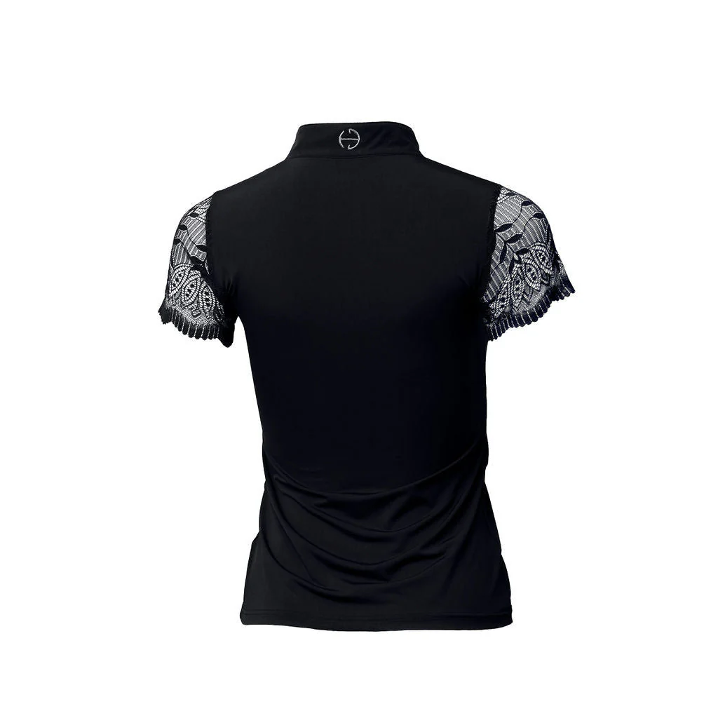 Charlie Short Sleeve Lace Riding Shirt - Black - Image 4