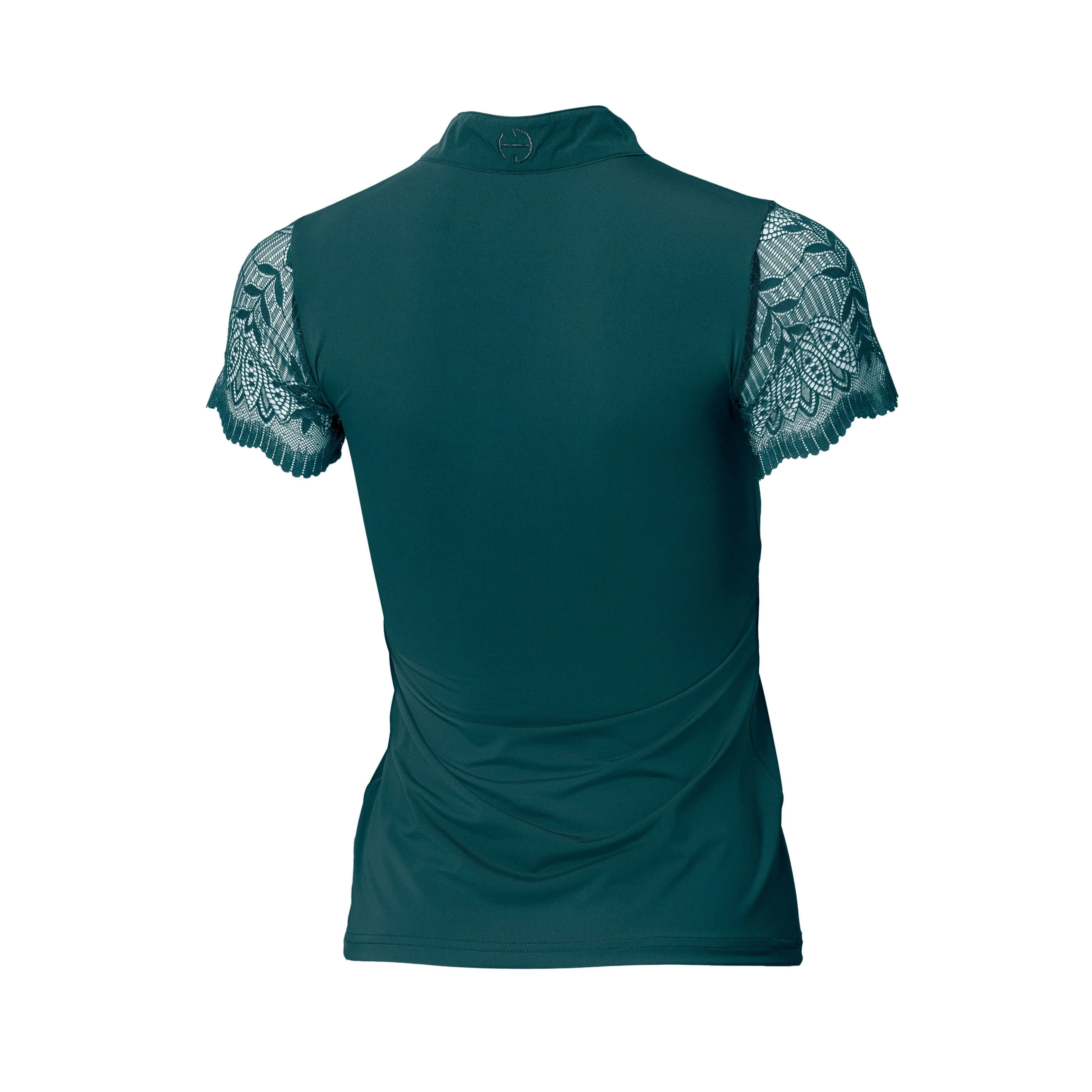 Charlie Short Sleeve Lace Riding Shirt - Emerald Green - Image 2