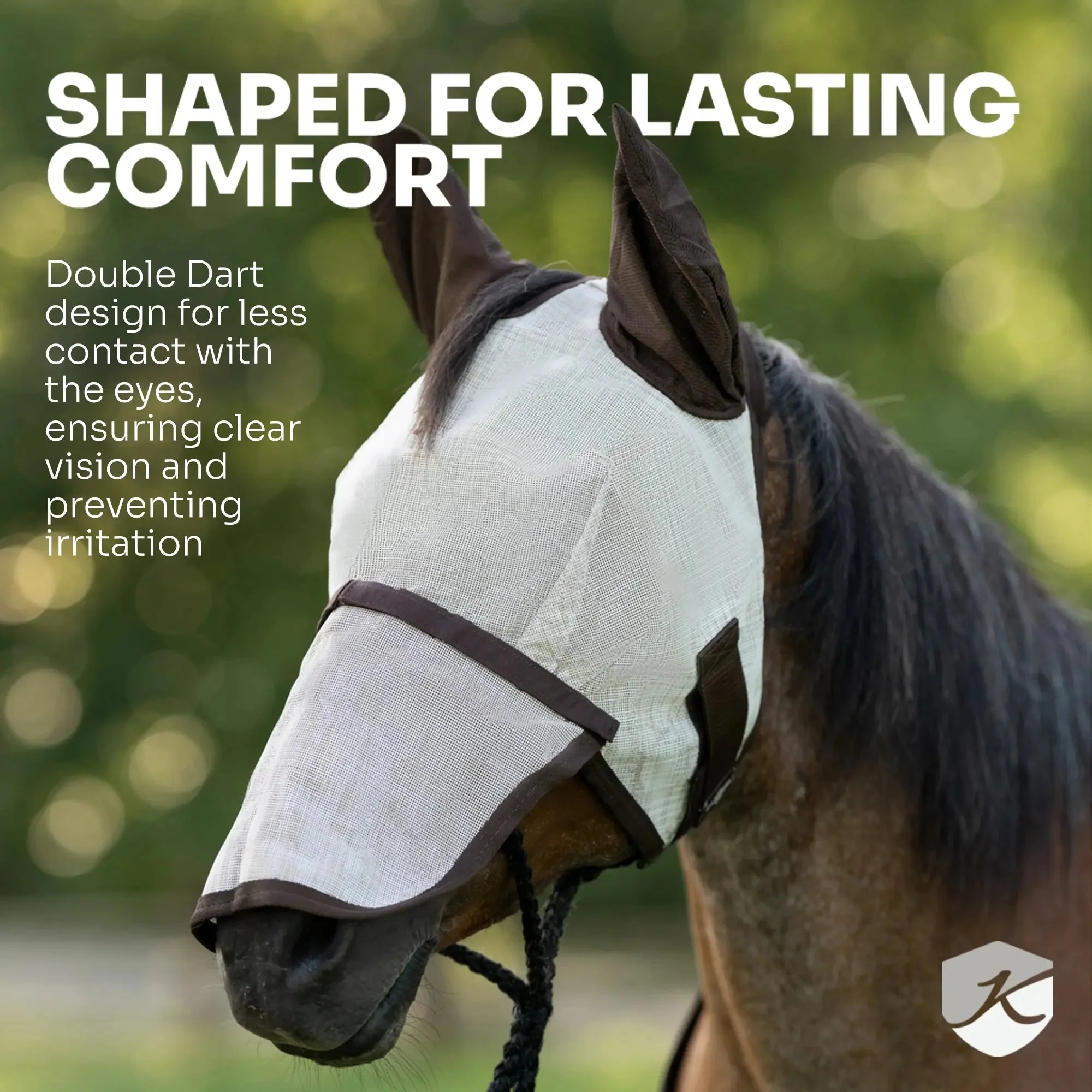 Draft Fly Mask with Fleece Trim - Dual Ear Holes - 73% UV Blocking - Image 10