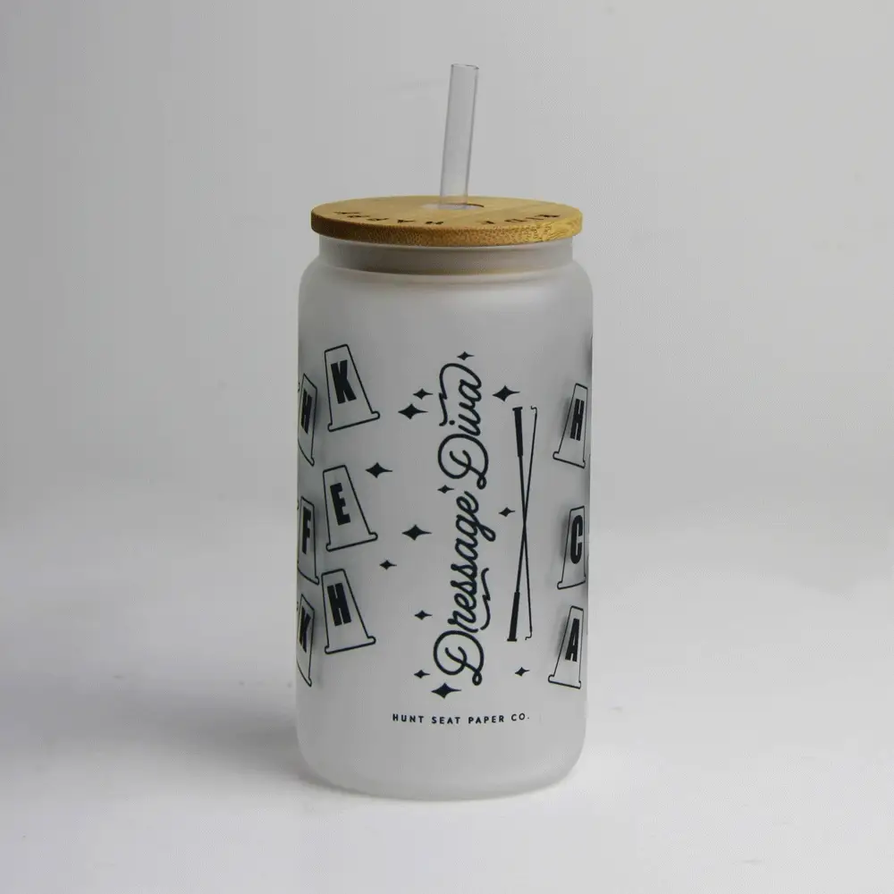 Dressage Diva Glass Tumbler with Bamboo Lid and Straw - Image 2