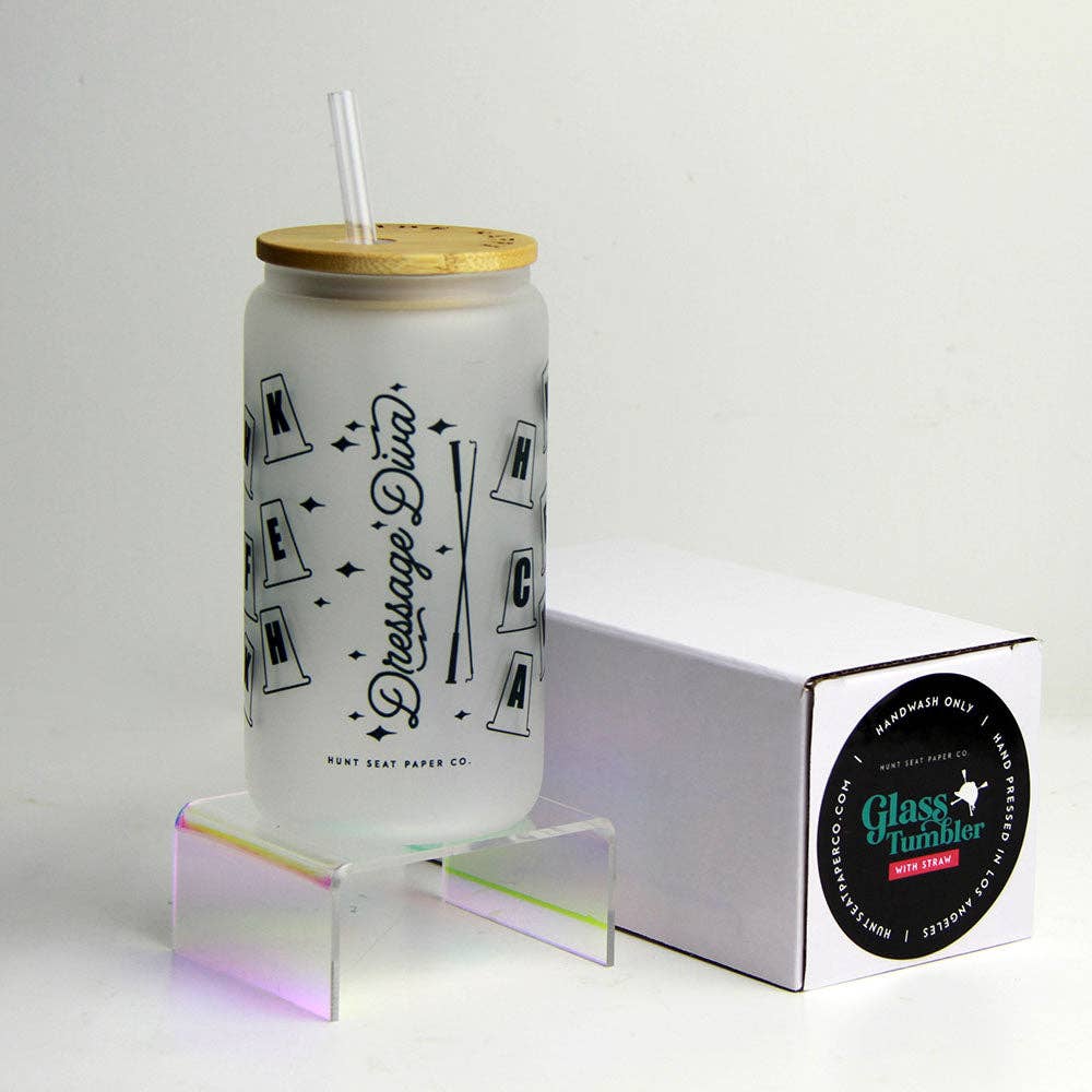 Dressage Diva Glass Tumbler with Bamboo Lid and Straw - Image 4
