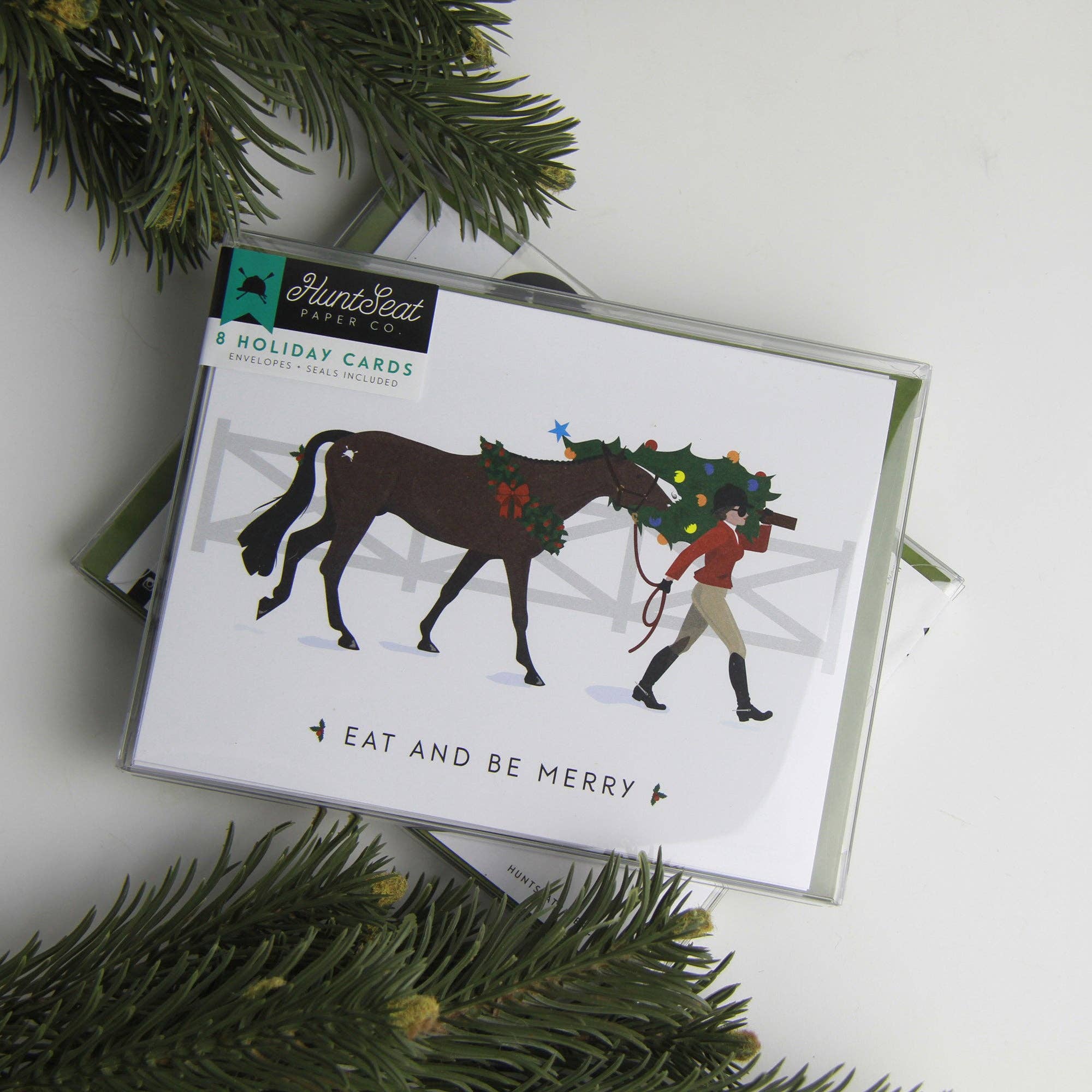 Eat + Be Merry English Equestrian Christmas Card - Image 2