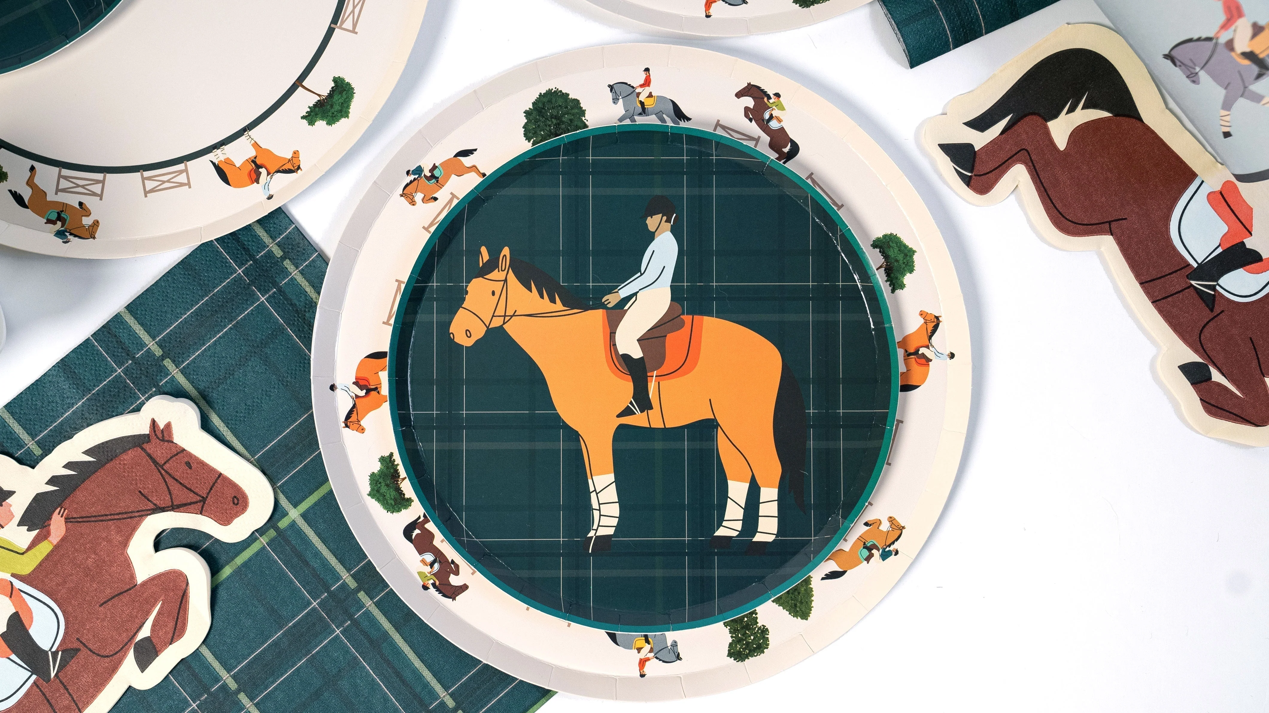 Equestrian Horse Riding Paper Dinner Plates (9 Inch) | Hunter Jumper Party Theme | Eco-Friendly, Recyclable Horse Party Plates for Kids & Adults (x 12) - Image 2