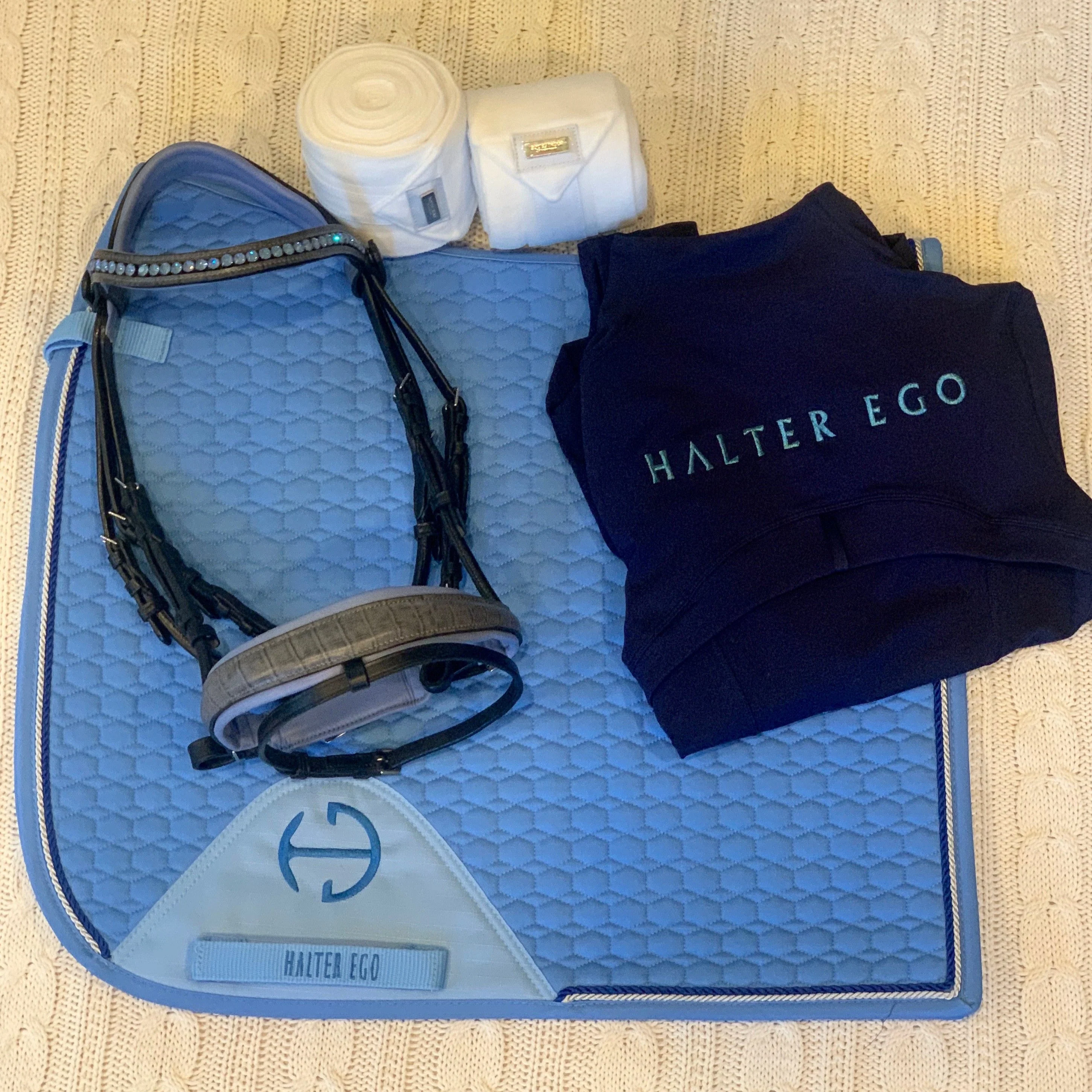 European Cotton Dressage Saddle Pad - Sky Blue - Image 5