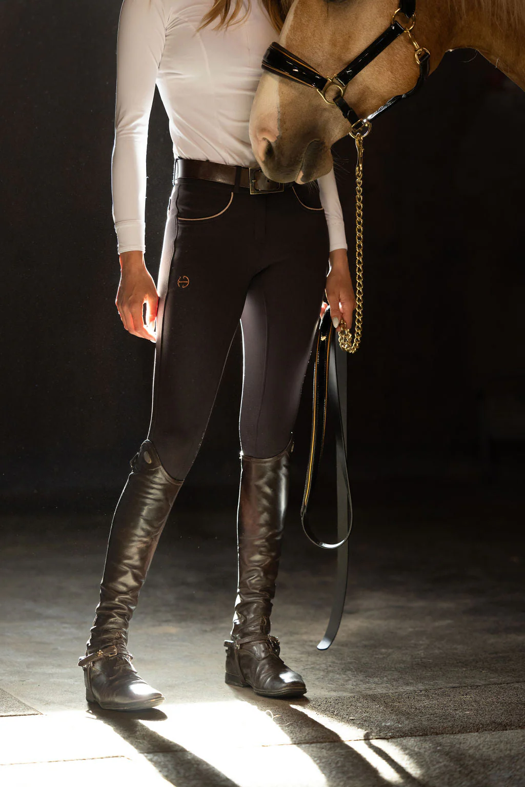 Evolution Knee Patch Breeches - Black with Rose Gold - Image 3