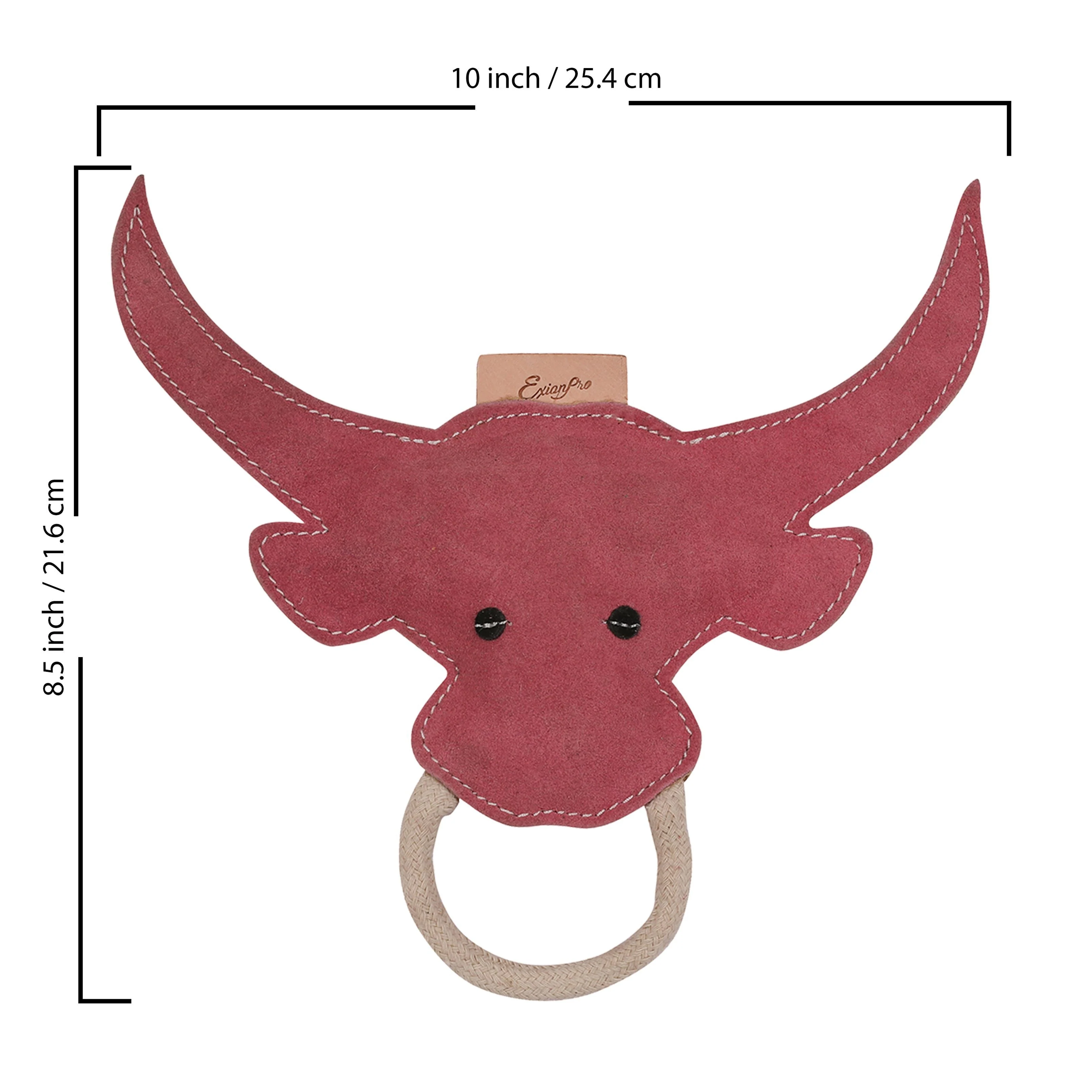 ExionPro Natural Leather Bull Dog Toy with Non Toxic Fiber Stuffing- Pink Color - Image 5