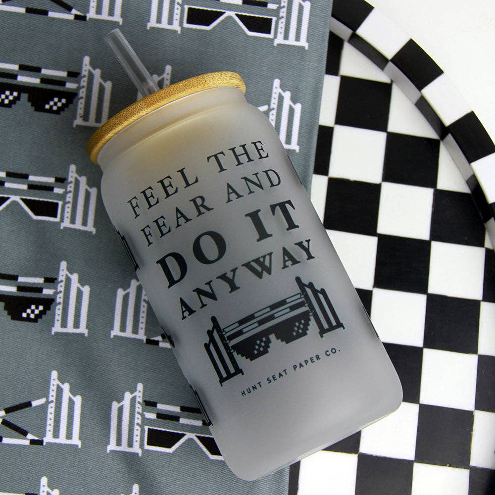 Feel the Fear Glass Tumbler with Bamboo Lid and Straw - Image 5