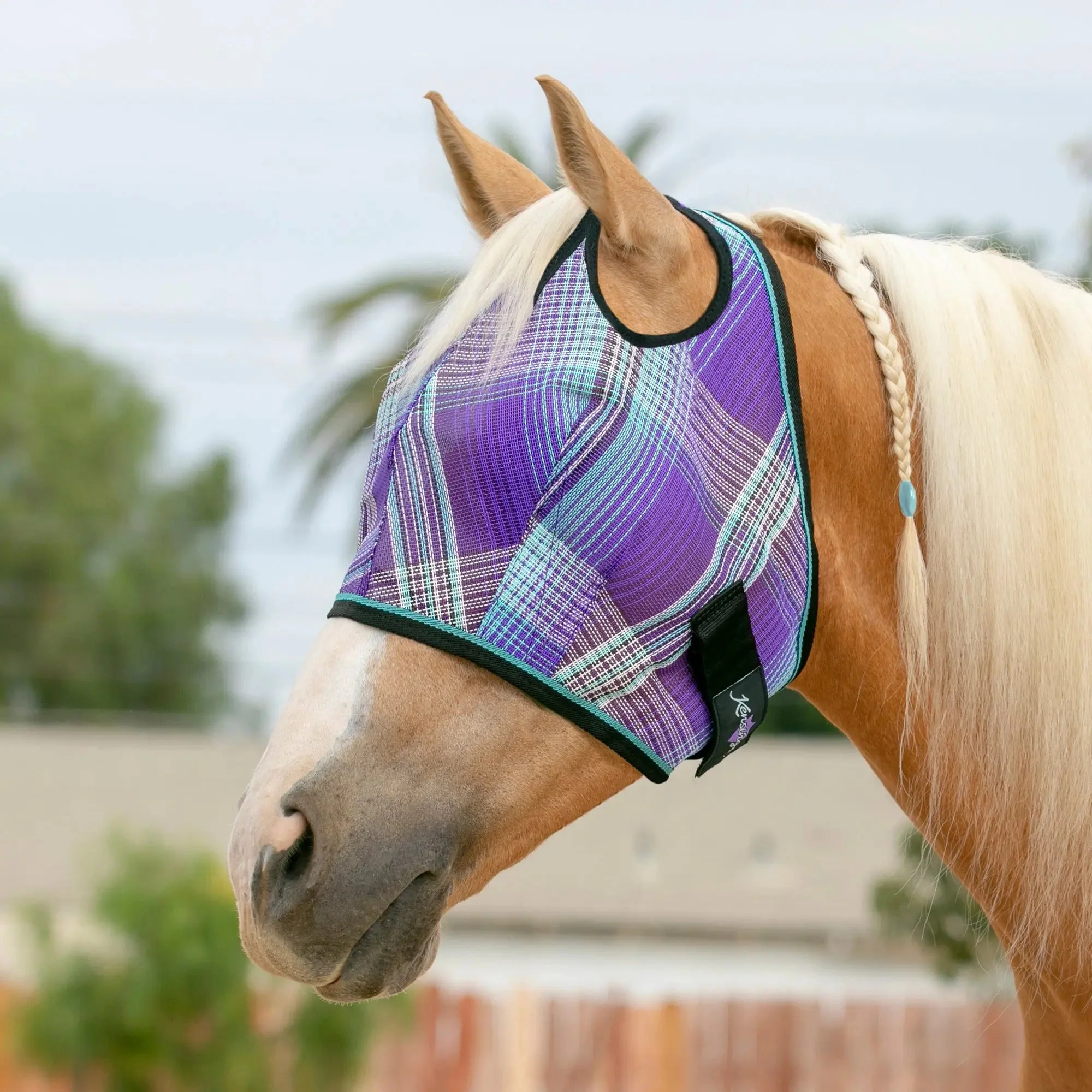 Fly Mask with Web Trim - Dual Ear Opening - 73% UV Blocking - Image 5