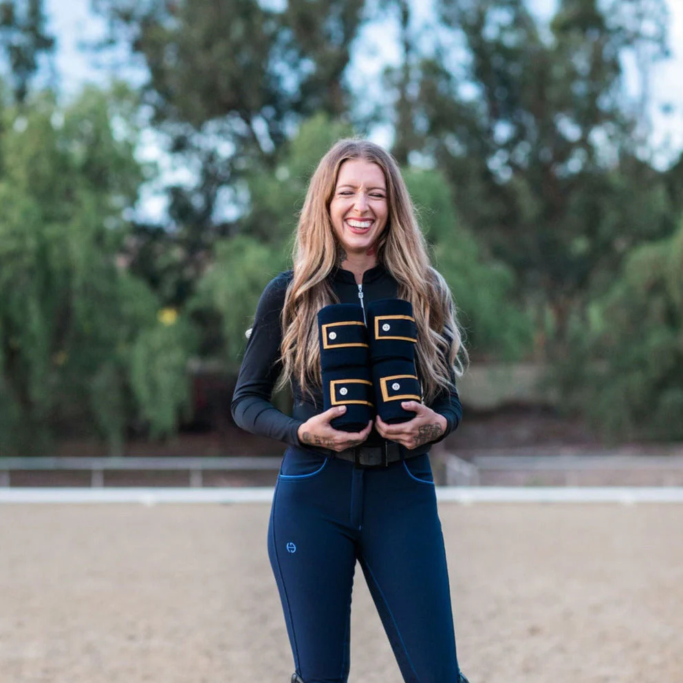 Halter Ego Navy & Gold Fleece Bandages - Image 2