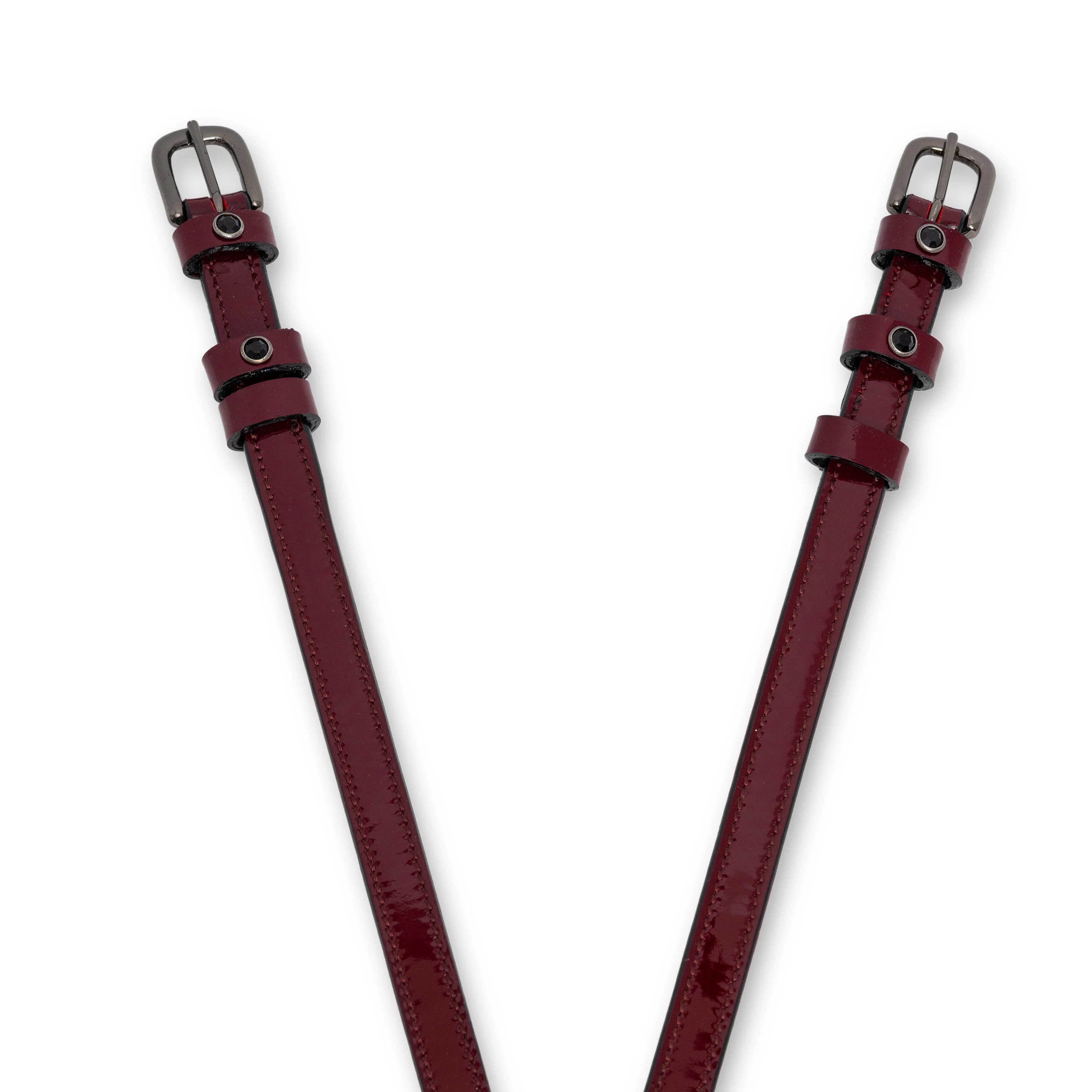 Hayworth Burgundy Patent Leather Spur Straps - Image 2