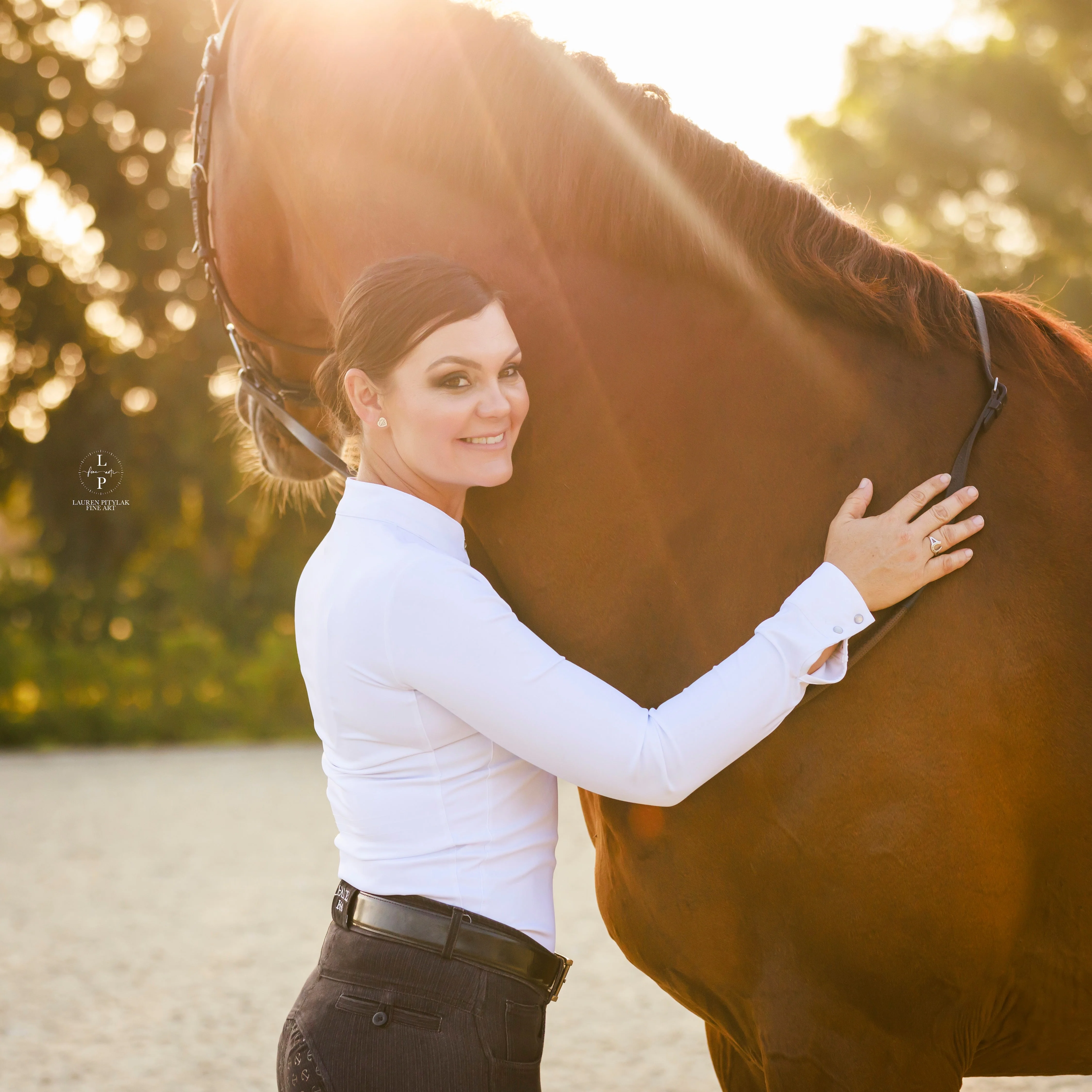 Heidi - Long Sleeve Riding Top with Crystal Fabric Trim - Image 20