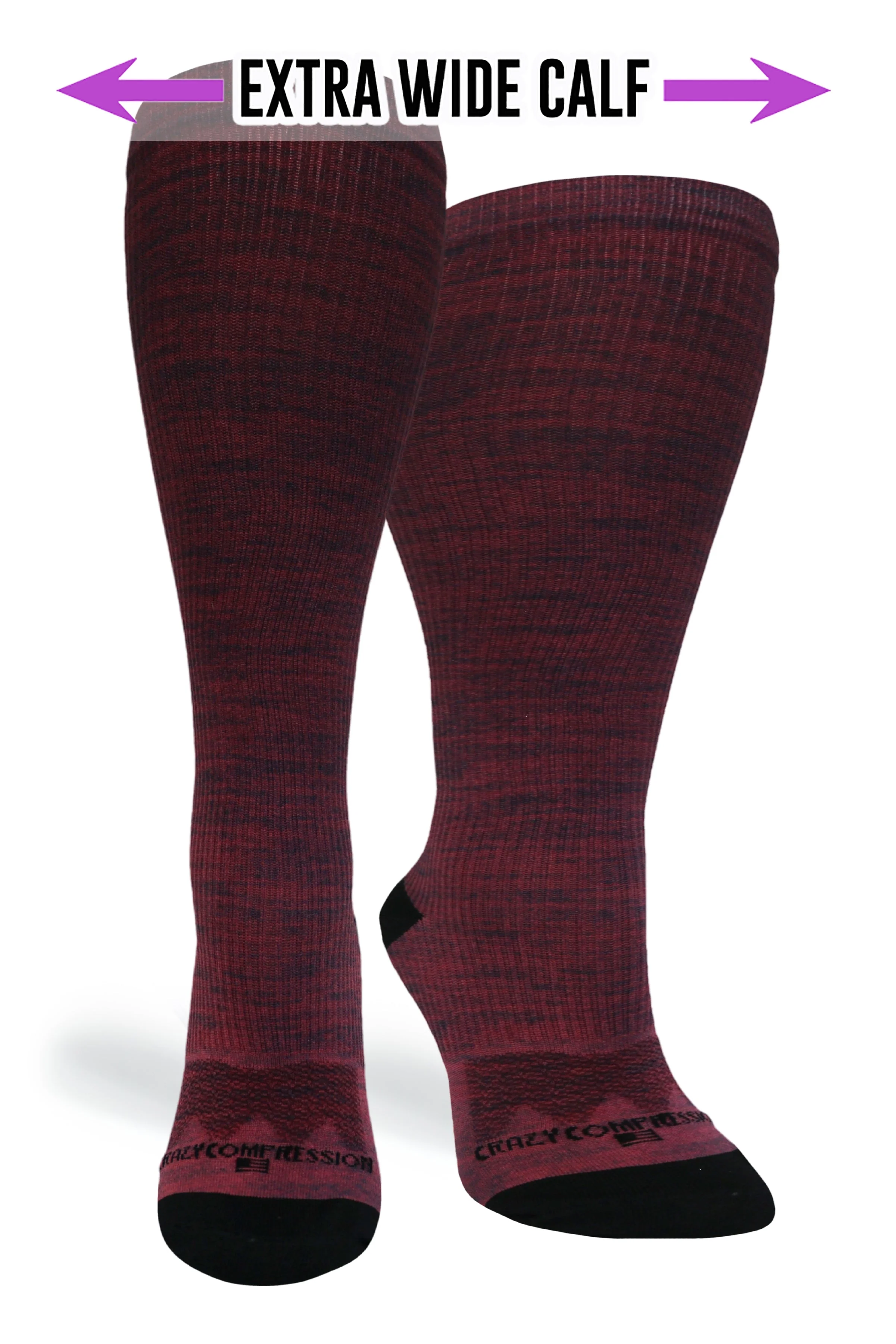 Maroon Heather Compression Socks - Image 2