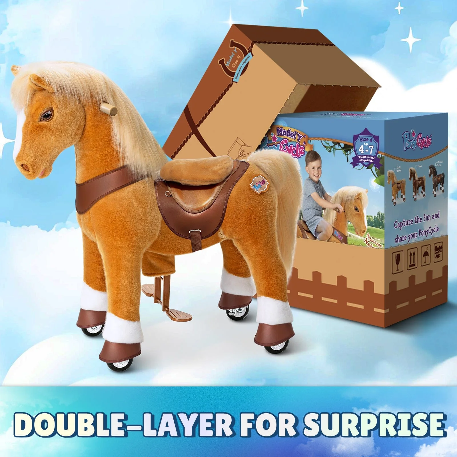 Model Y® Horse Ride-On Toy Age 4–7 – Light Brown - Image 8