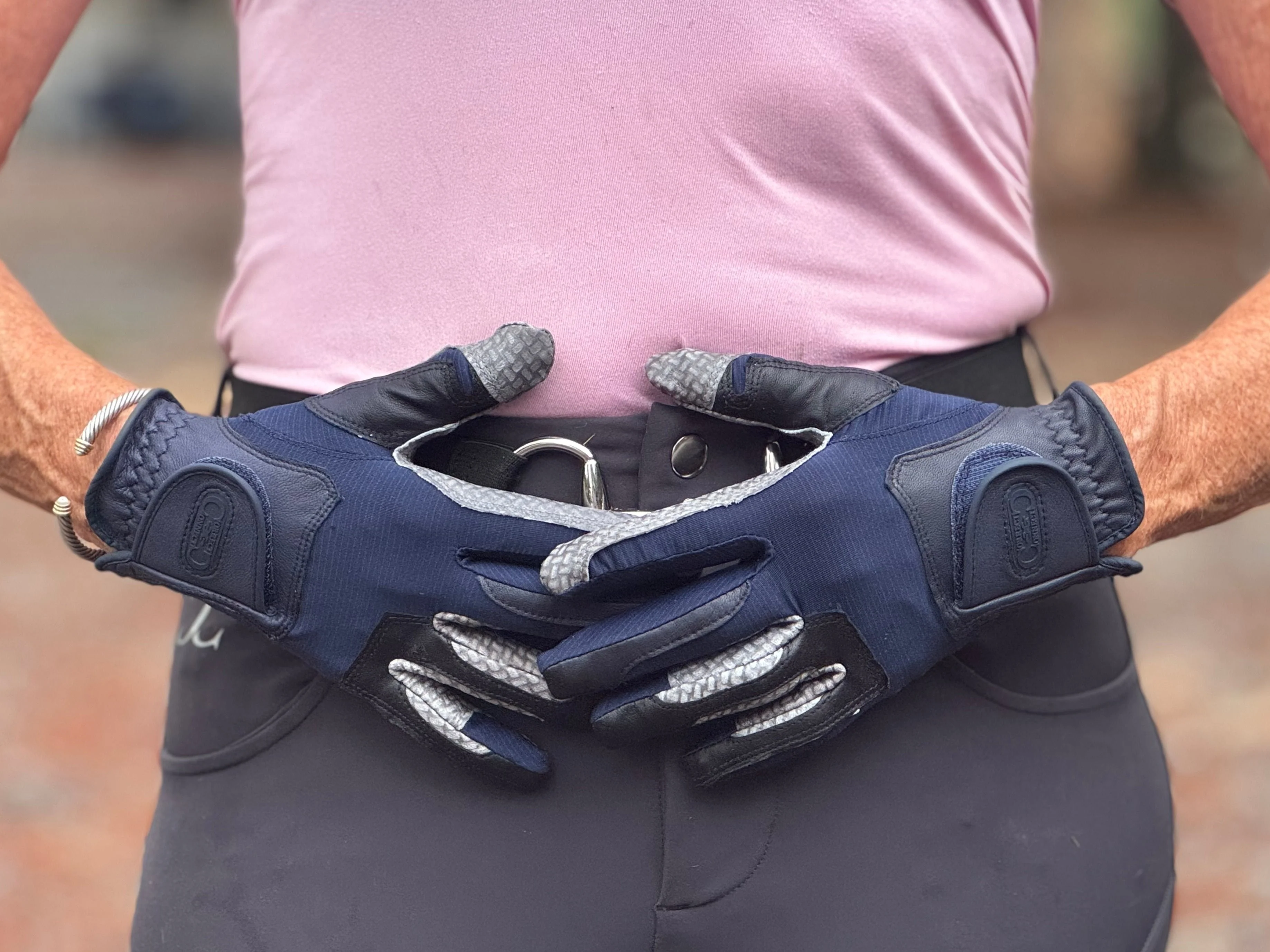 Oil-Tac Coppertech Leather Premium Riding Glove in Navy - Image 2