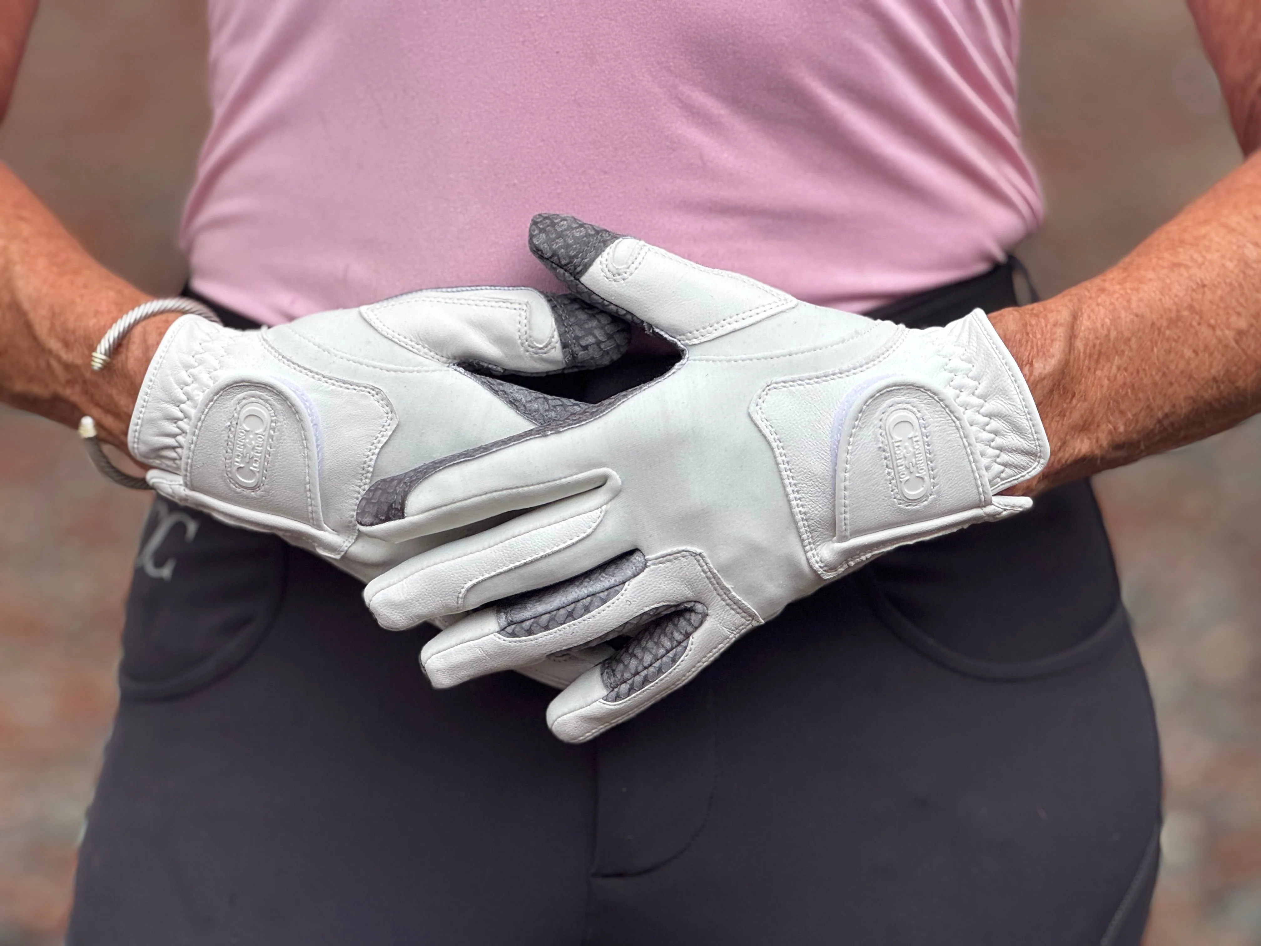 Oil-Tac Coppertech Leather Premium Riding Glove in White - Image 6