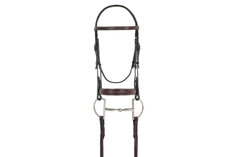 Ovation Elite Fancy Raised Comfort Crown Wide Nose Padded Bridle w/Fancy Raised Laced Reins