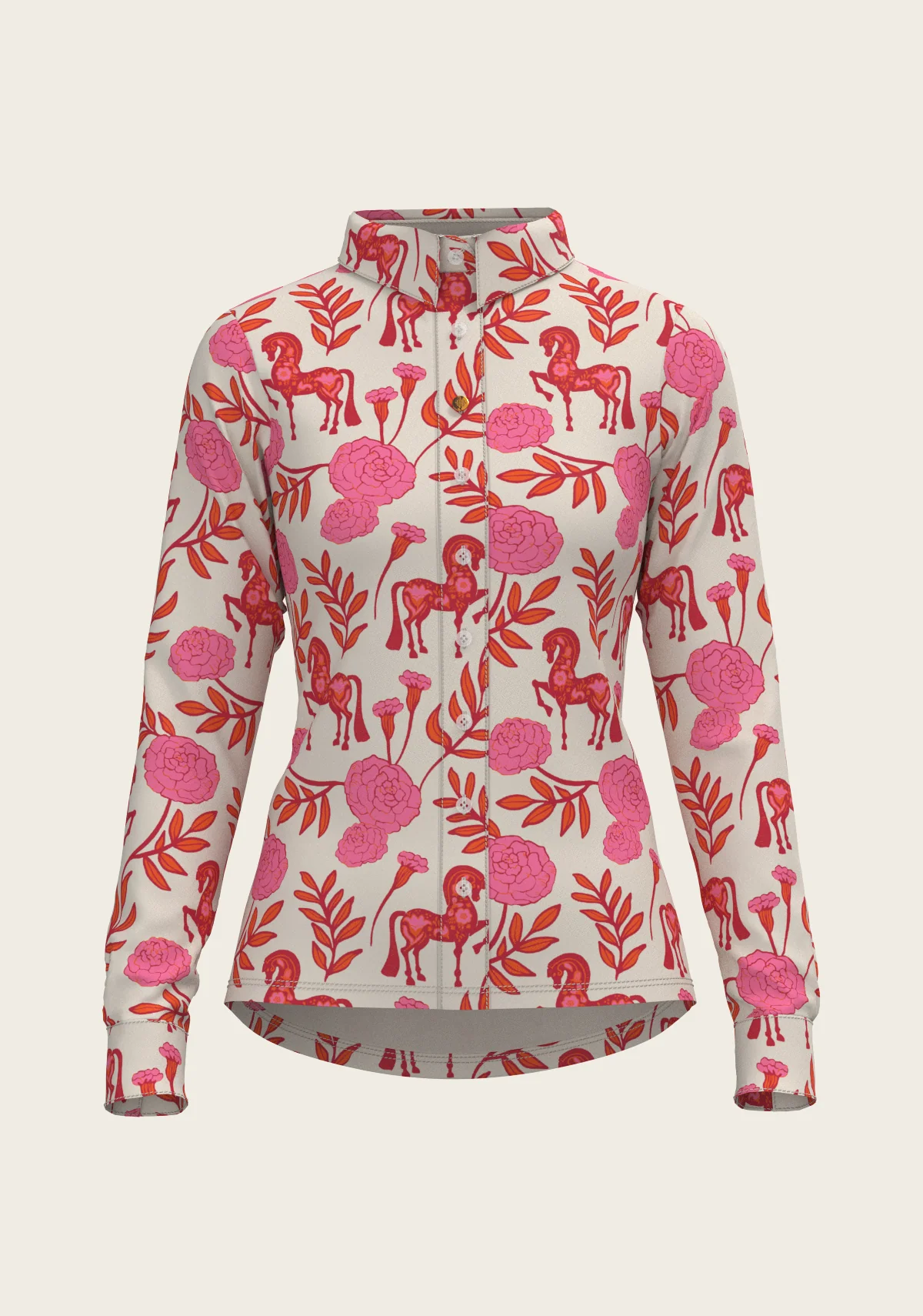 Peony in Pink Ladies Casual Button Shirt - Image 2