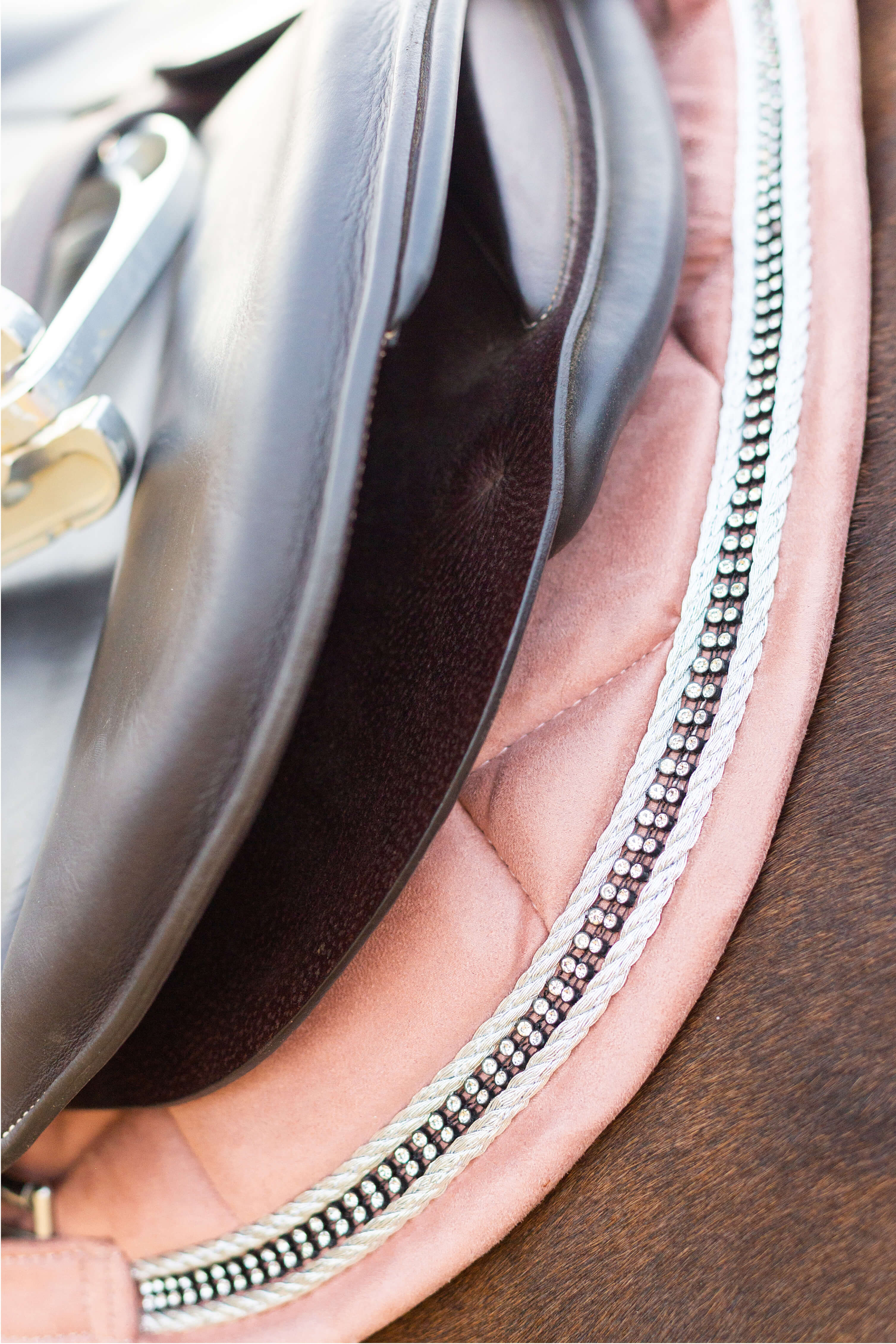Powder Pink Suede Saddle Pad Set - Image 3