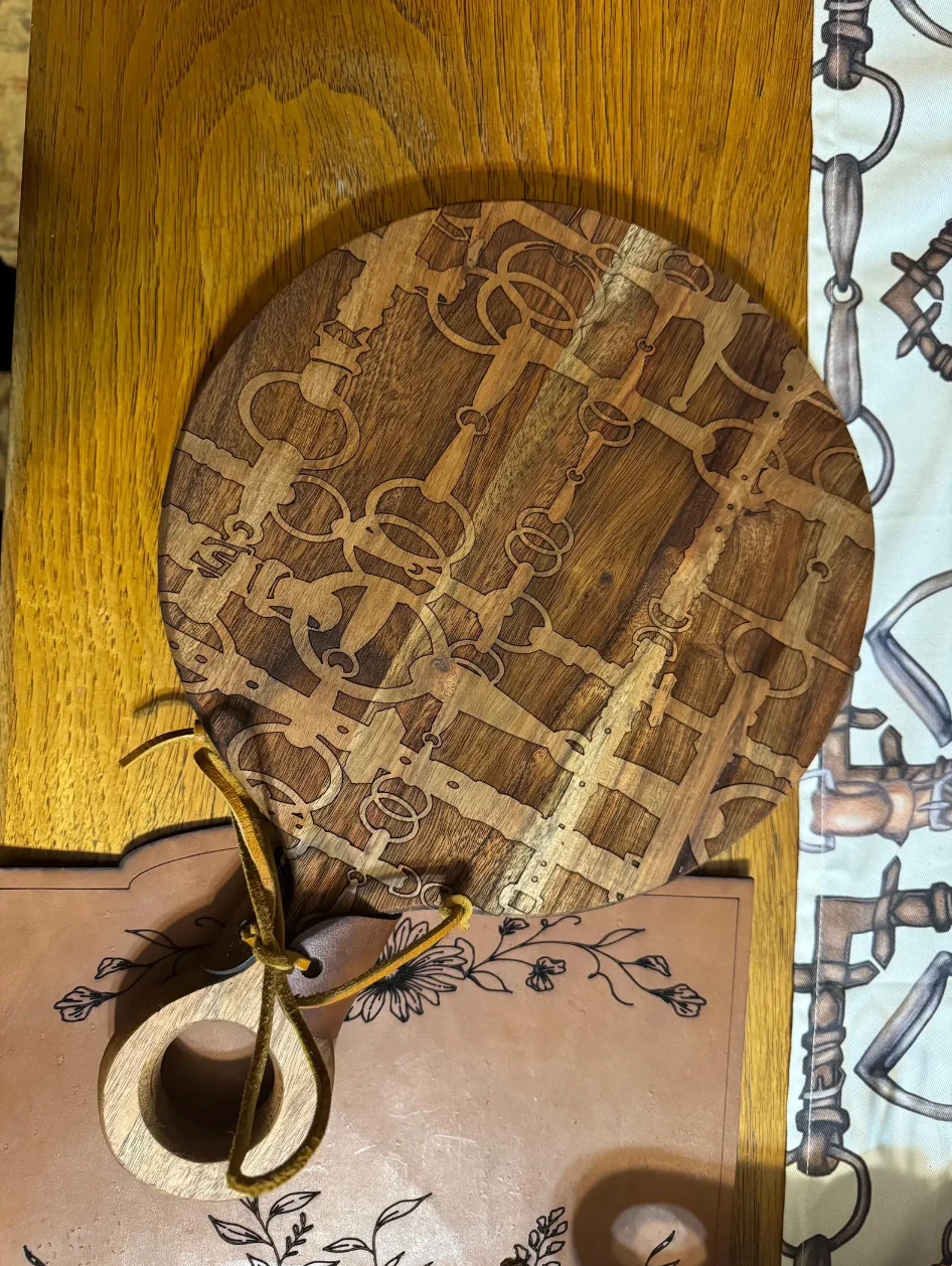 Round Snaffle Bit Engraved Charcuterie Board - Image 2