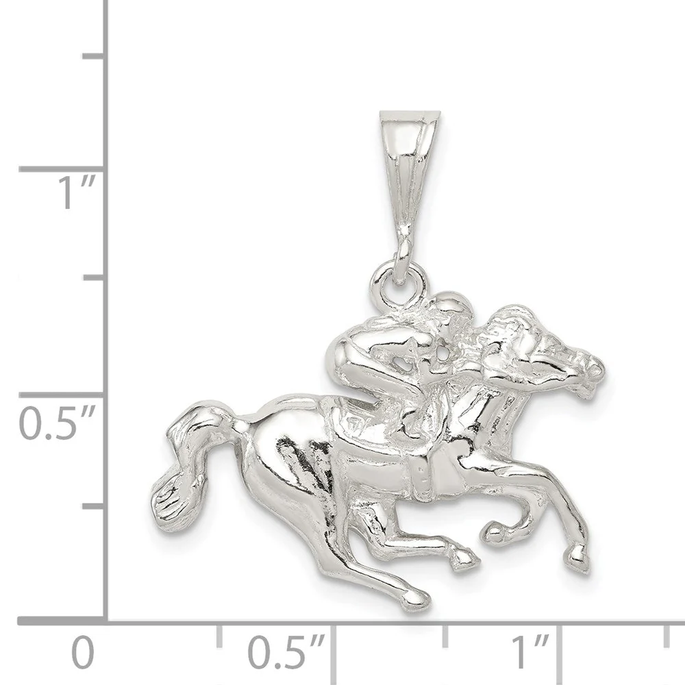 Sterling Silver Race Horse and Jockey Pendant - Image 4