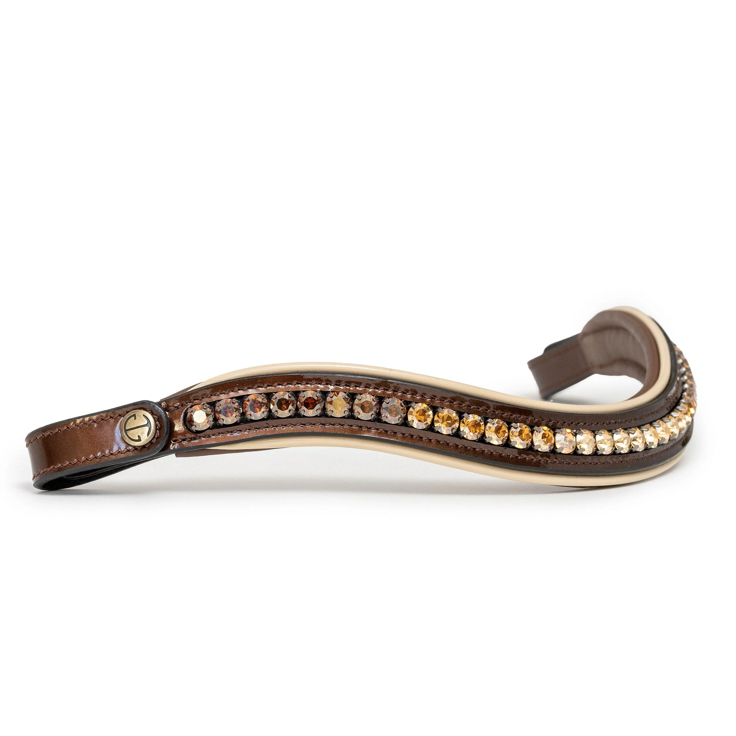 The Catalonia Metallic Bronze Leather Snaffle Bridle with Removable Flash - Image 2